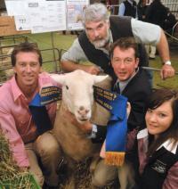 Senior Champion ram at Hamilton Sheepvention with Glenn Mc Grath